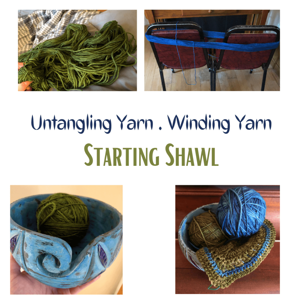 Untangling yarn Winding Yarn Starting Shawl