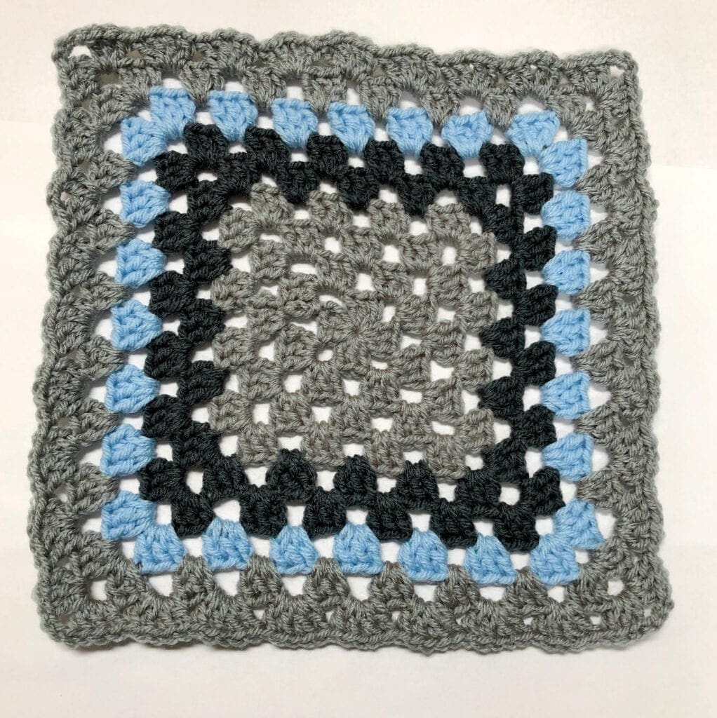 Blue Skies Sample Square with Crochet Border