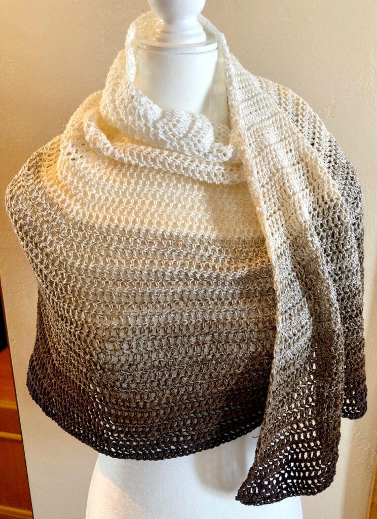 Lacy Crochet Shawl With One End Showing