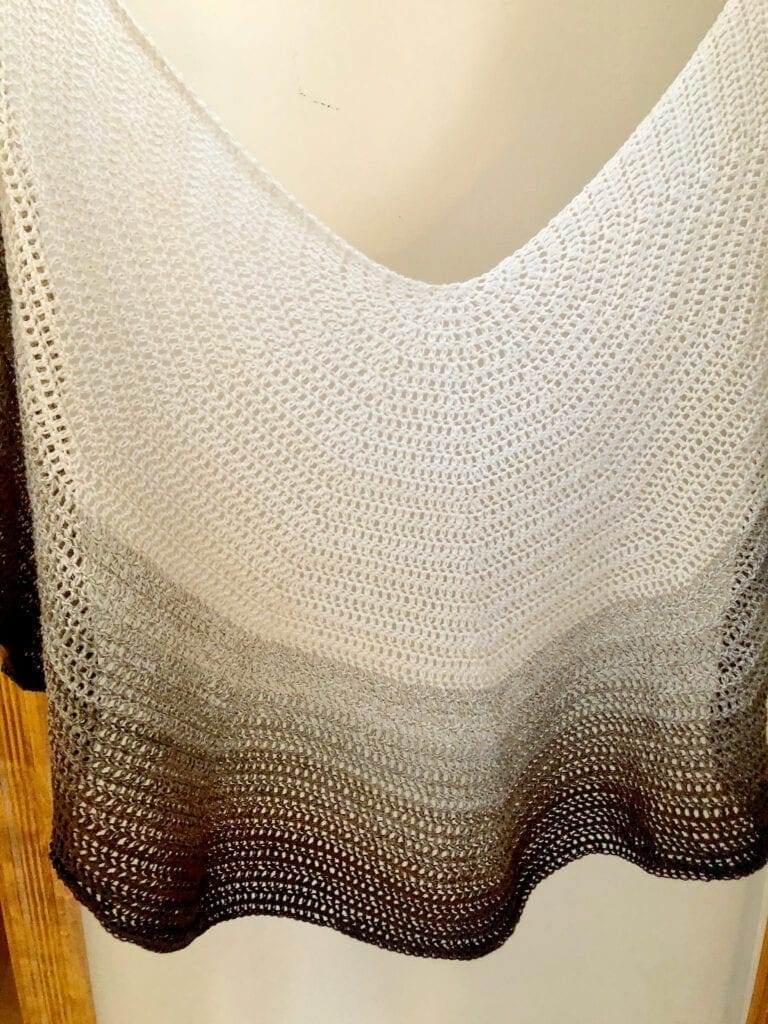 Semi-Circle Shawl Held Up to Show Pattern