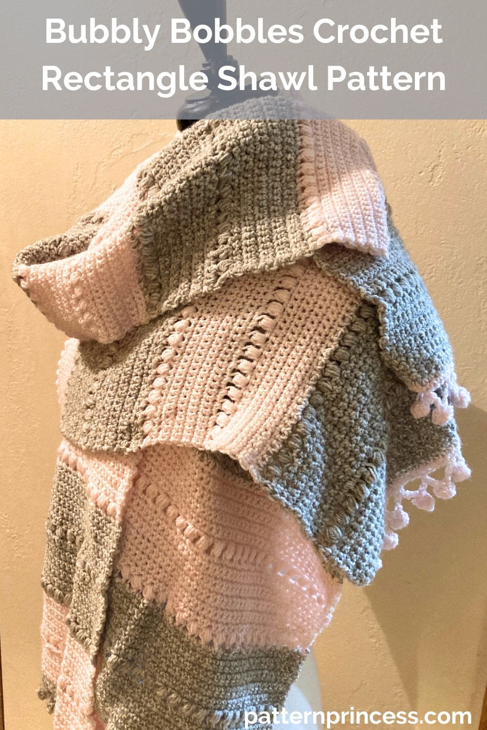 Bubbly Bobbles Crochet Rectangle Shawl Pattern