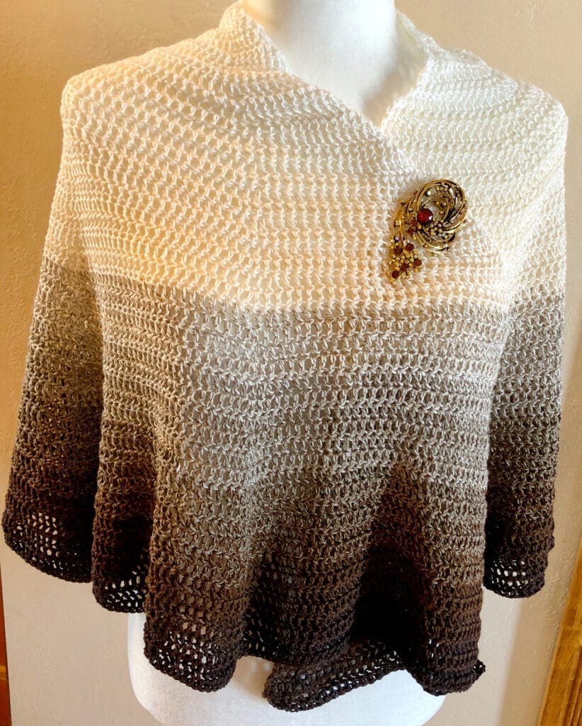 Lacy Crochet Poncho with Pin