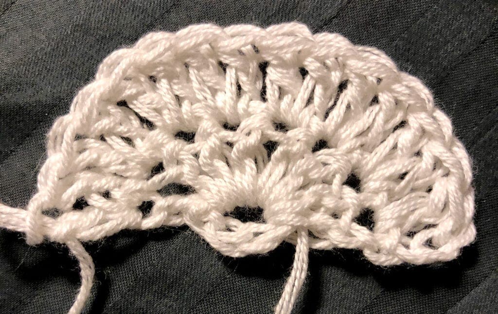 Row 2 of Semi-circle shawl