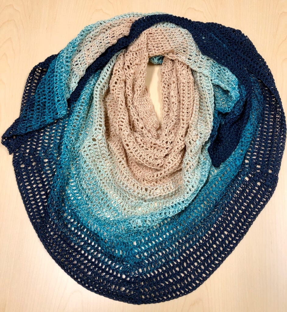 Semi Circle Shawl Wrapped in a Circle