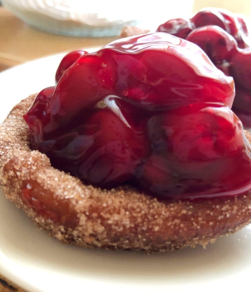 Elephant Ear Topped with Cherry Pie Filling