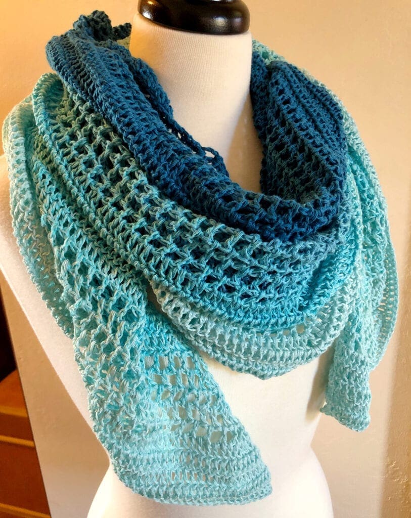 Triangle Shawl Crochet Worn Over the Shoulders