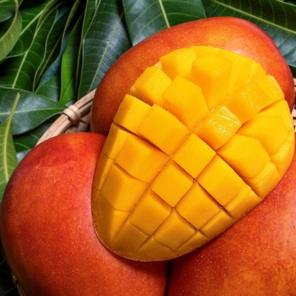 Mango Cut in Half and Diced