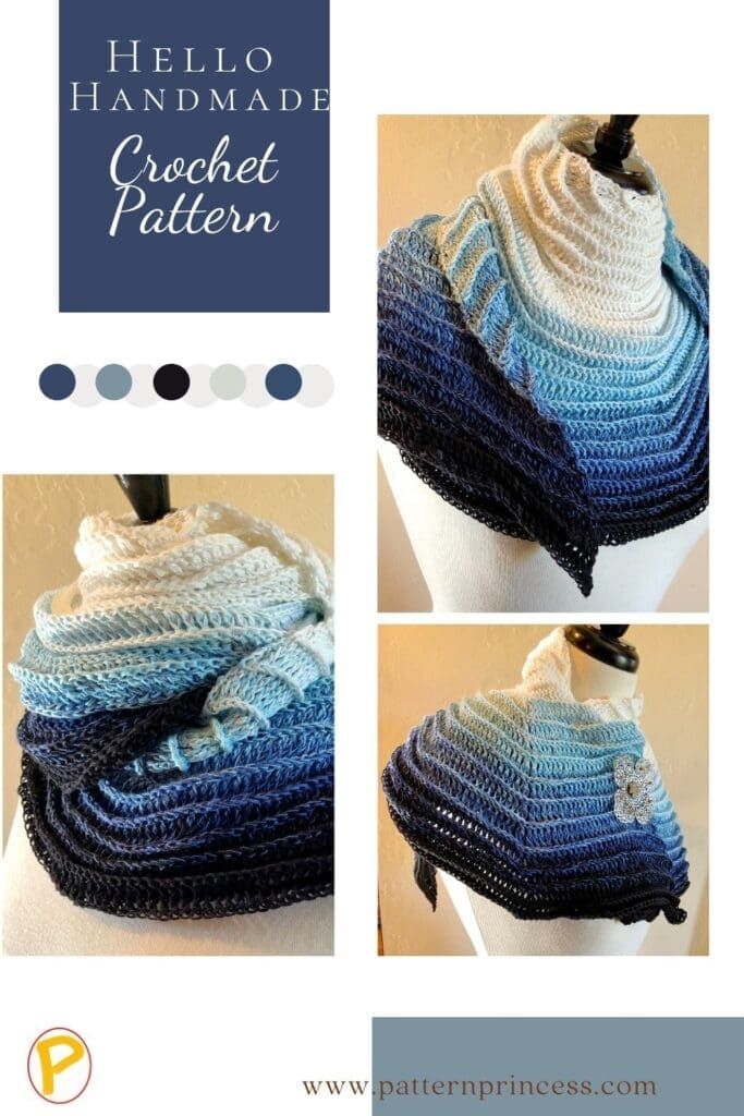 Handmade Crochet Blue Stole Styled