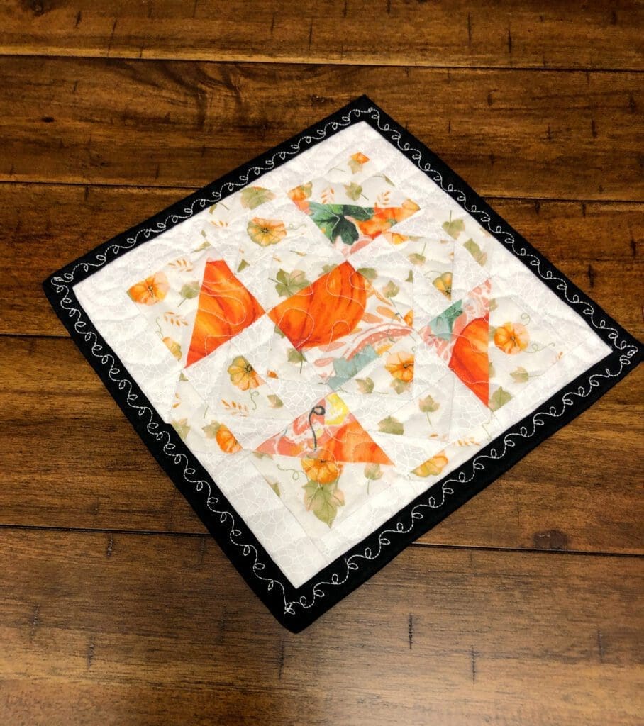 Little Pumpkin Patch Trivet Quilt on Table