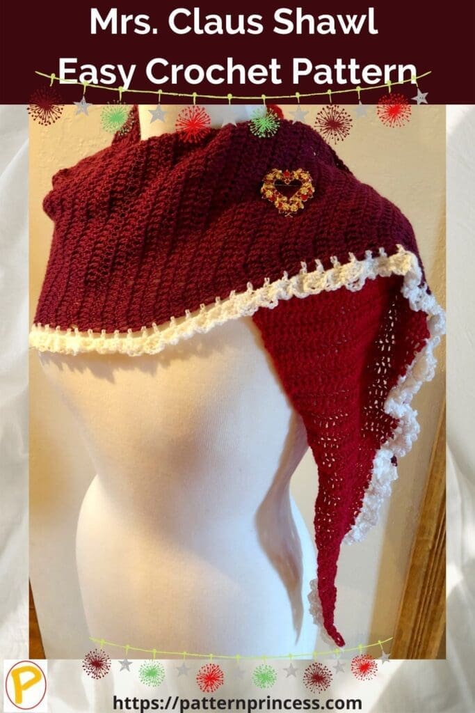 Mrs. Claus Shawl Easy Crochet Pattern