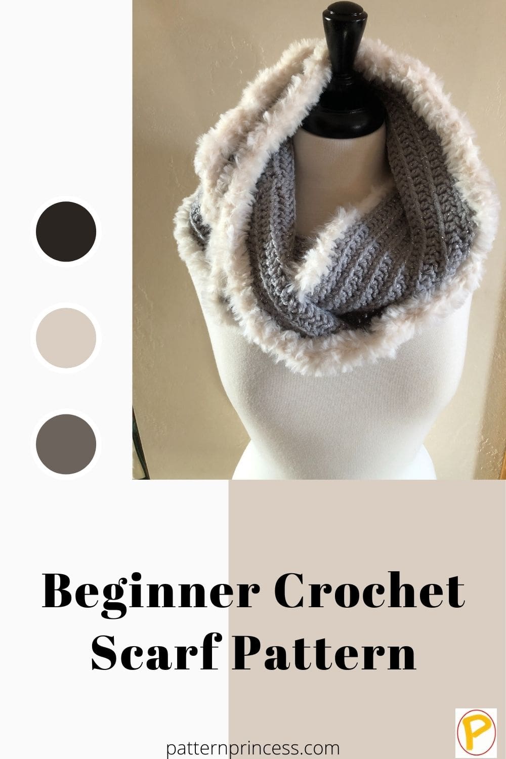 Beginner Winter Crochet Infinity Scarf - Pattern Princess