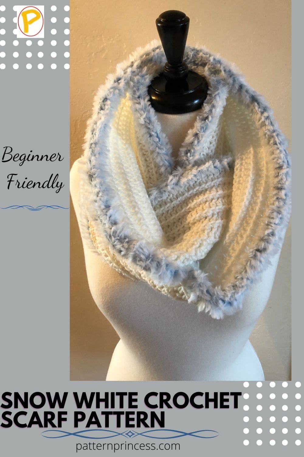 Beginner Winter Crochet Infinity Scarf - Pattern Princess