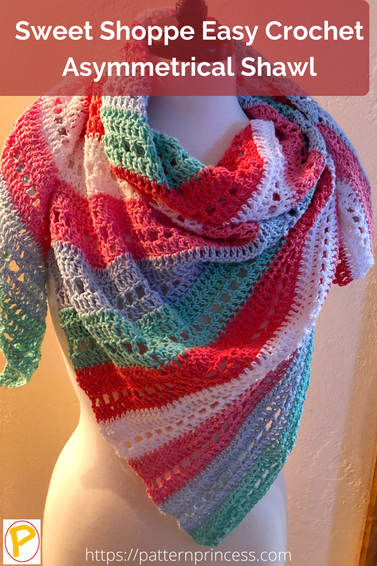 Sweet Shoppe Easy Crochet Asymmetrical Shawl