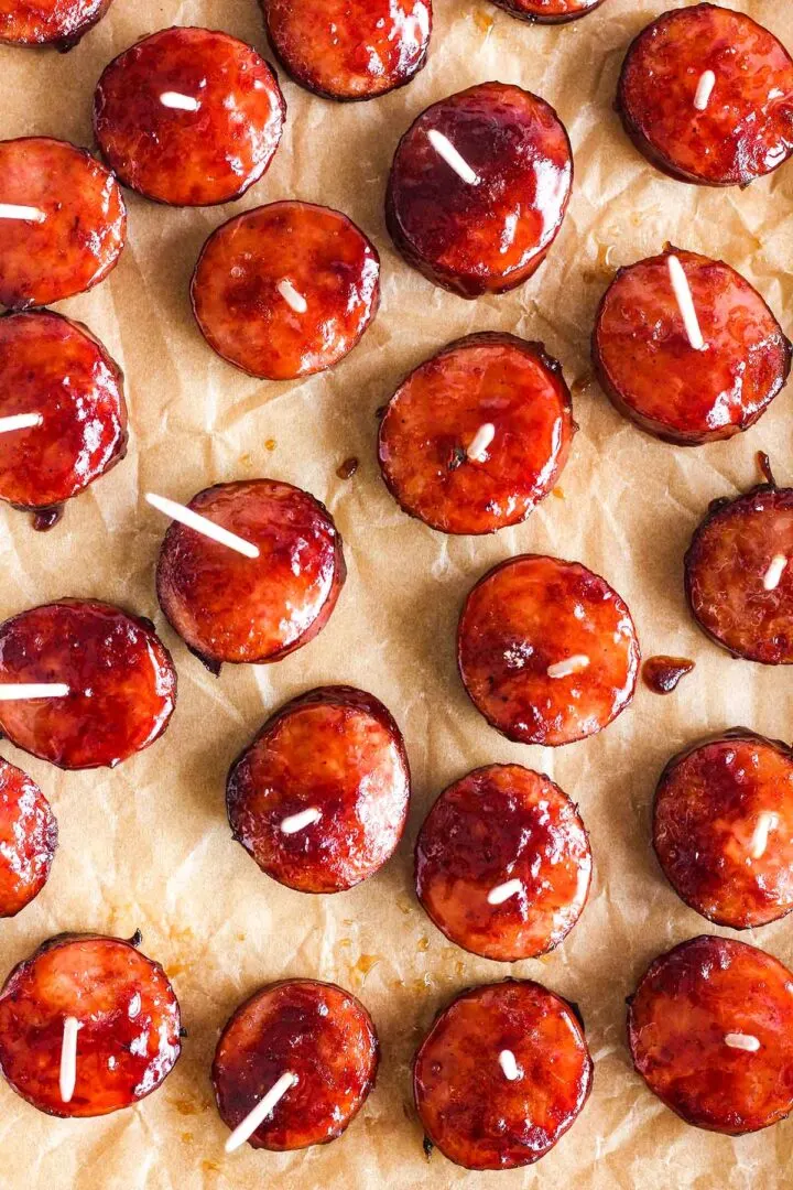 Air-fryer-kielbasa-bites-with-toothpicks