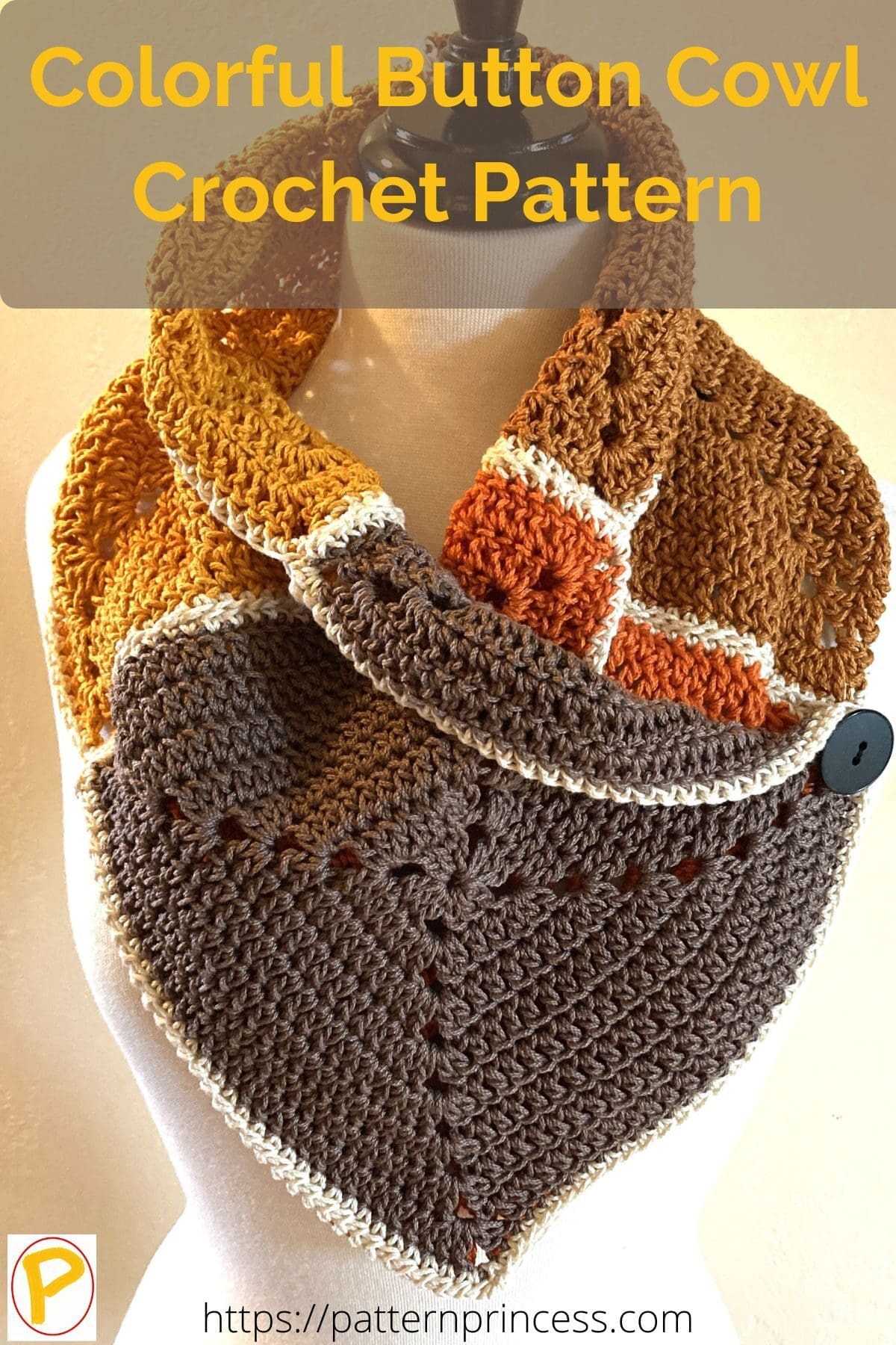 Colorful Button Cowl Crochet Pattern