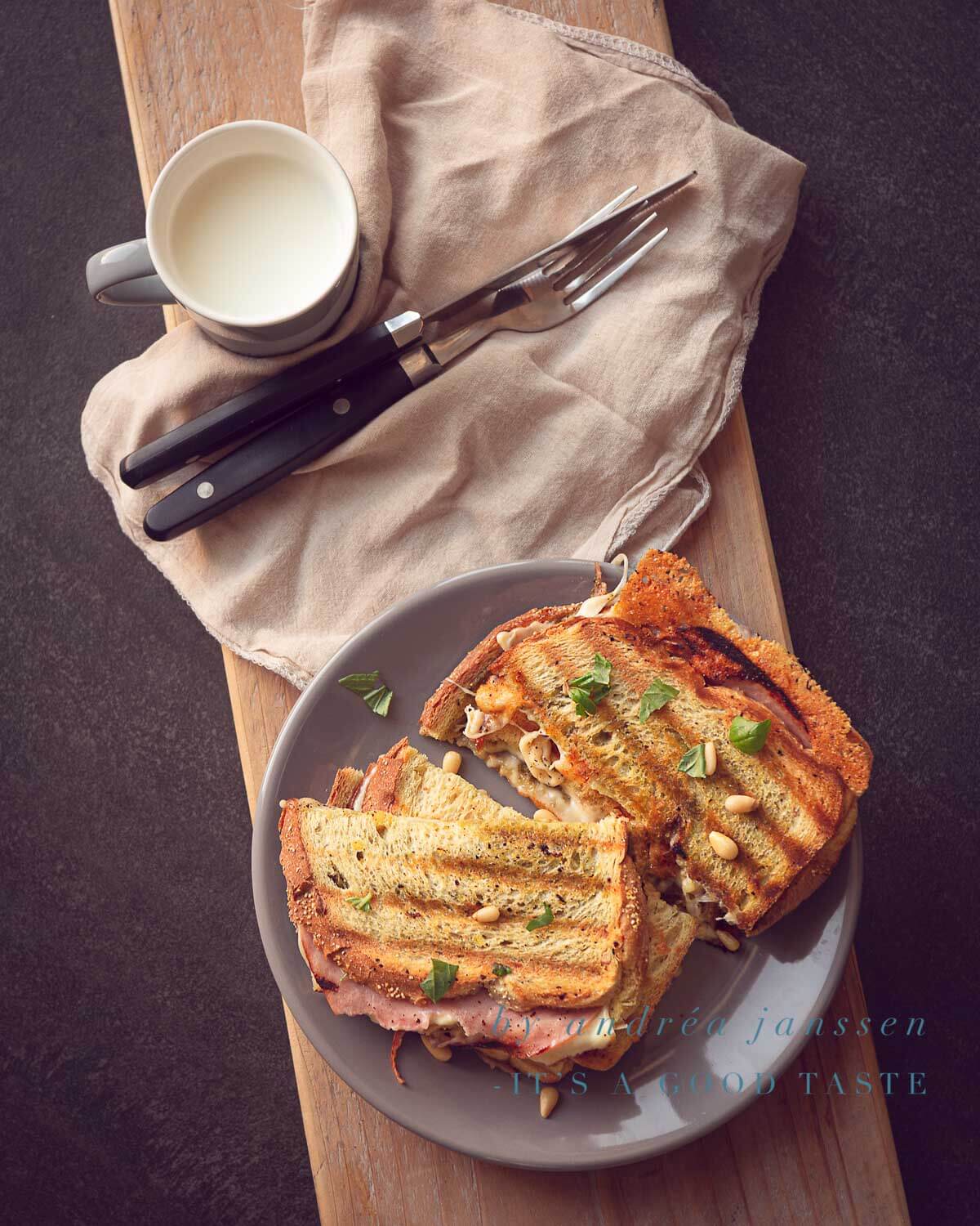 Cheesy Panini Sandwich with Pesto