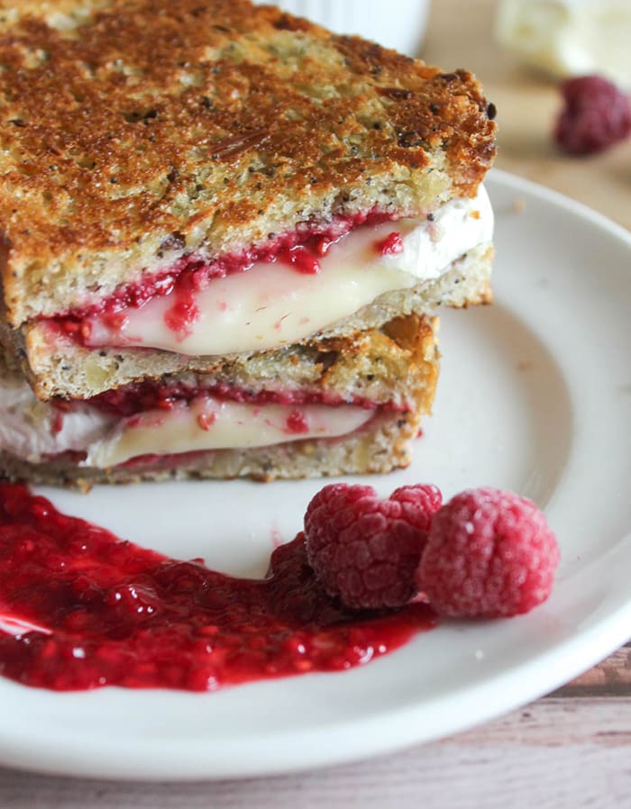 Grilled-Brie-cheese sliced and stacked