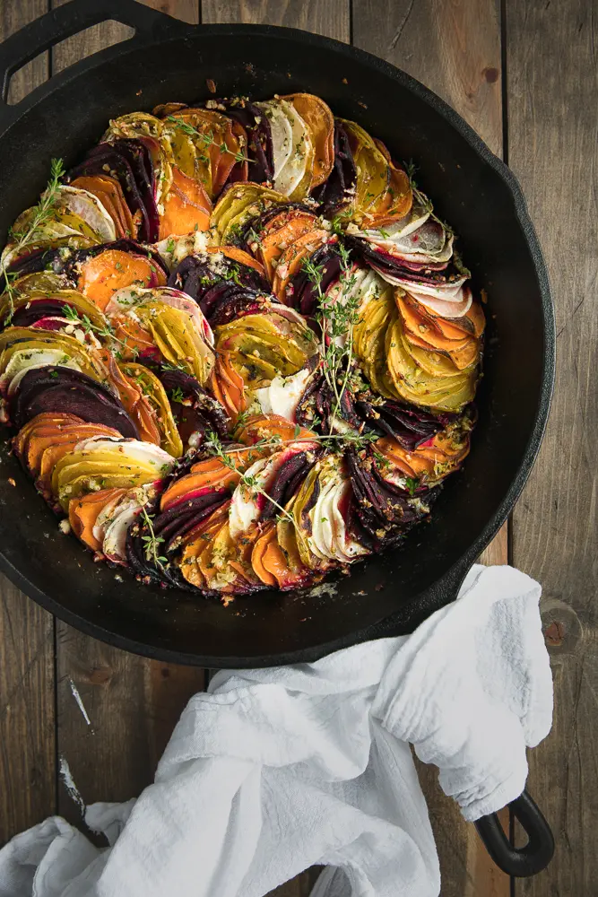 Scalloped-Root-Vegetable-Skillet