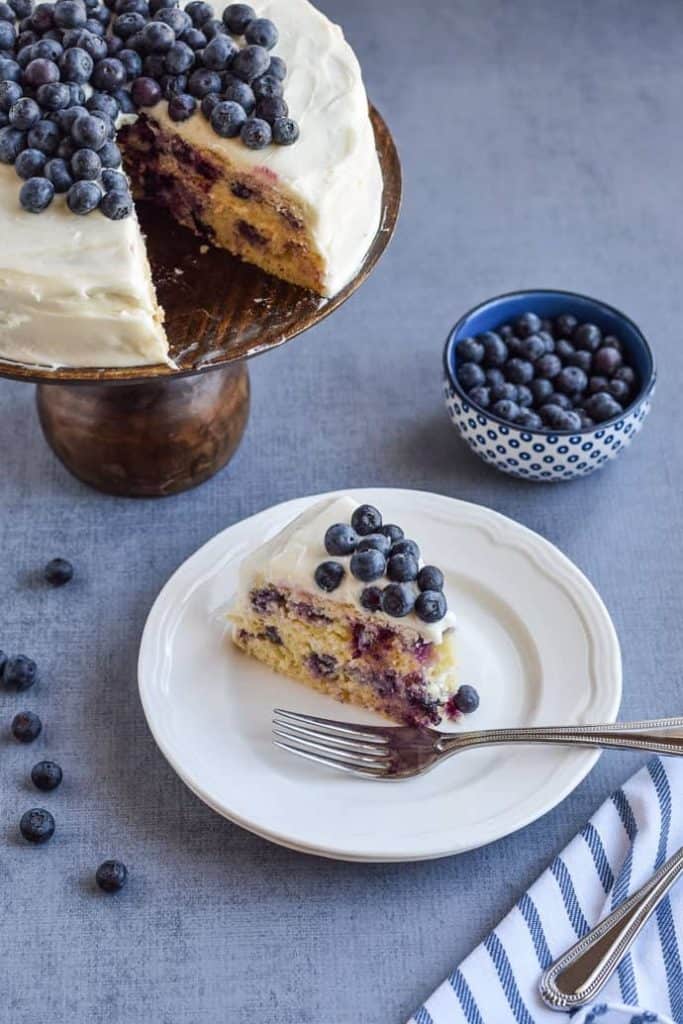 Gluten Free Lemon Blueberry Cake plated