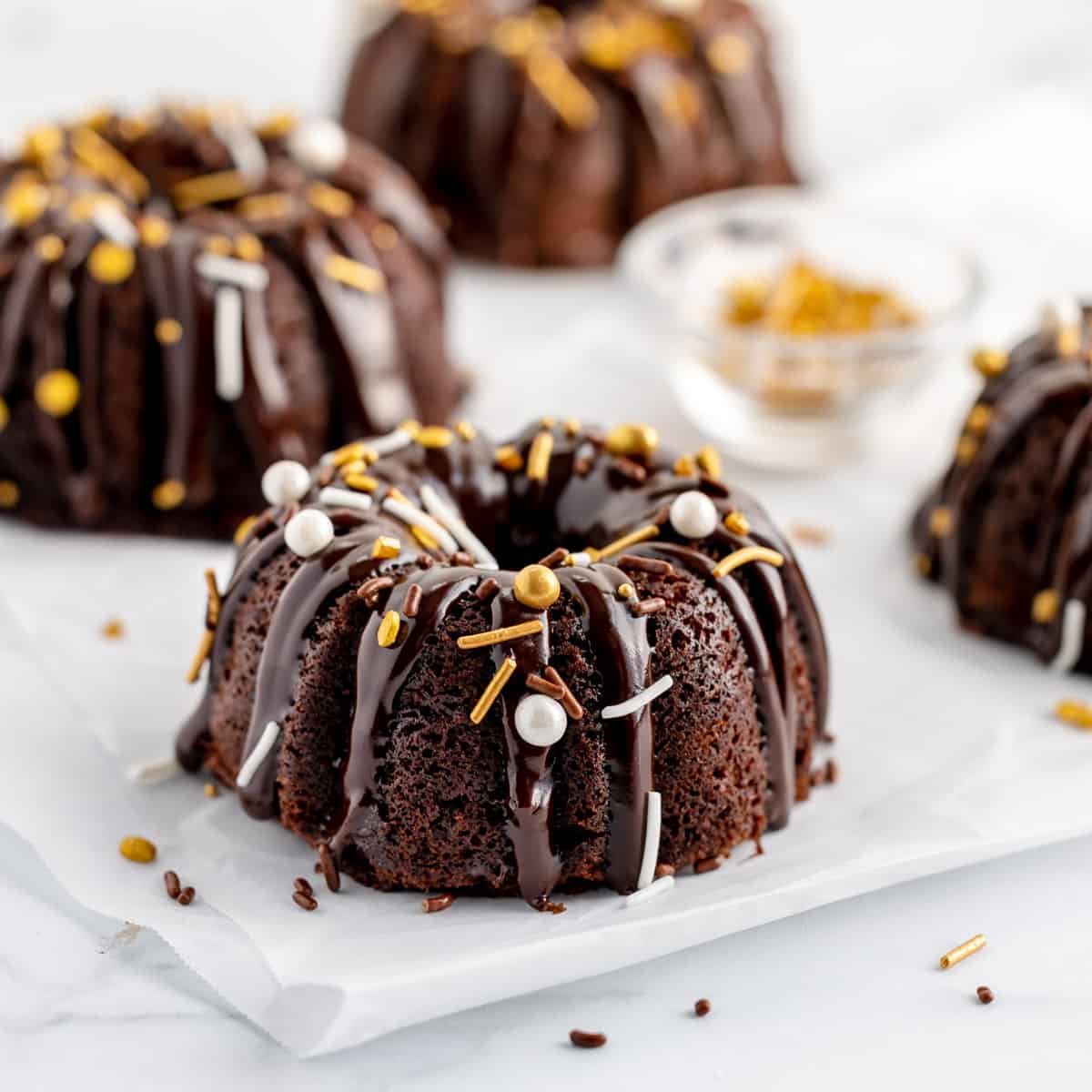 MINI CHOCOLATE BUNDT CAKES WITH GANACHE