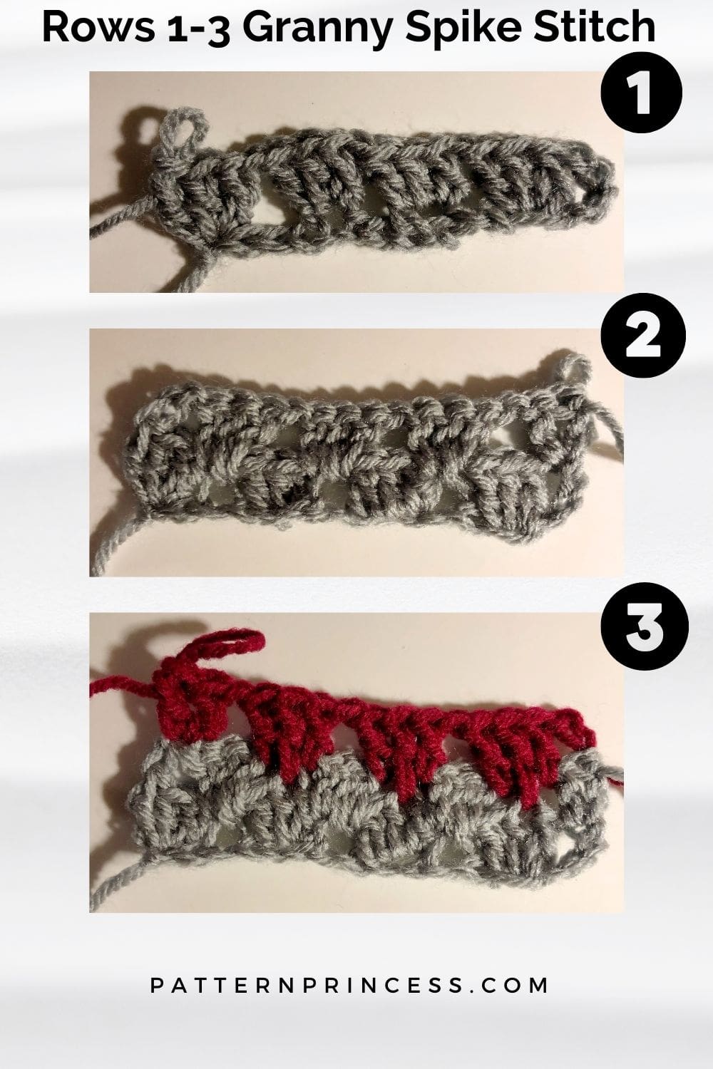 Rows 1-3 GRanny Spike Stitch