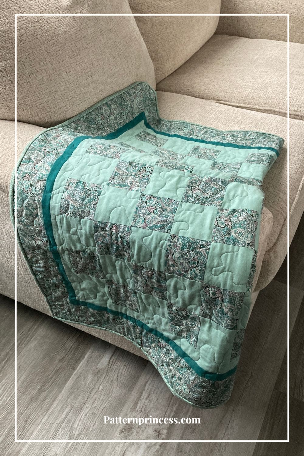 Mint Green Quilt over sofa