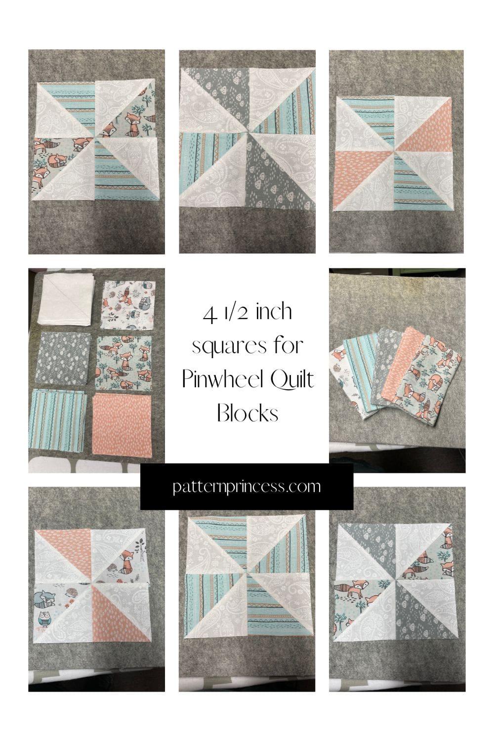 4 and a half inch squares for pinwheel quilt blocks