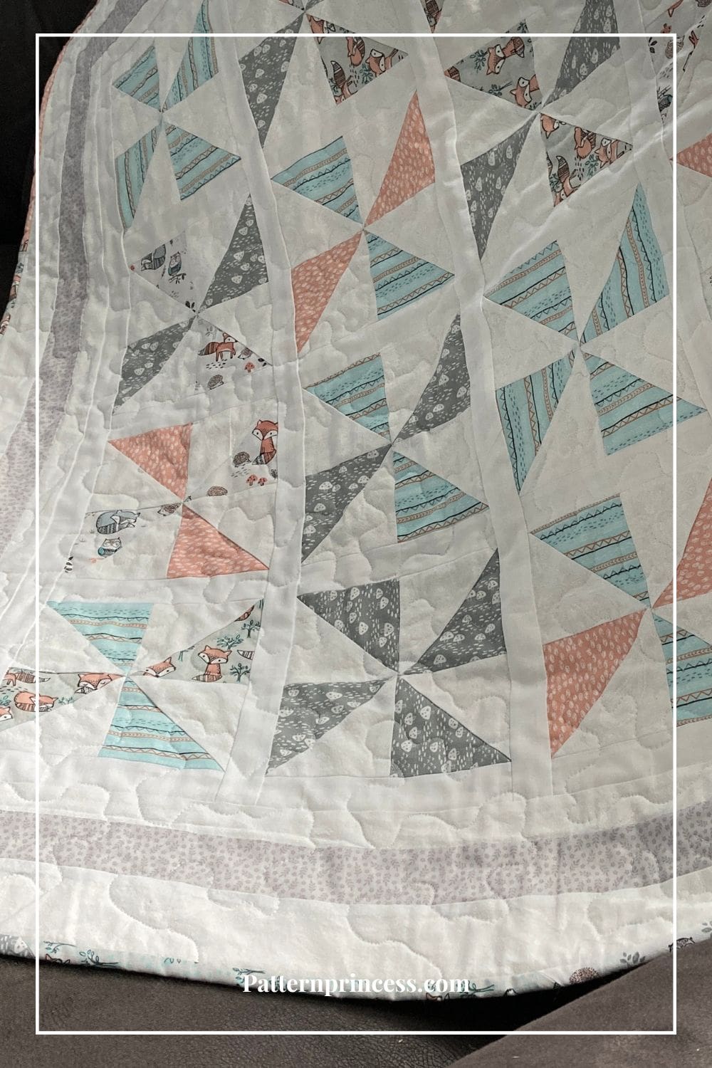 close up of pastel pinwheel quilt blocks