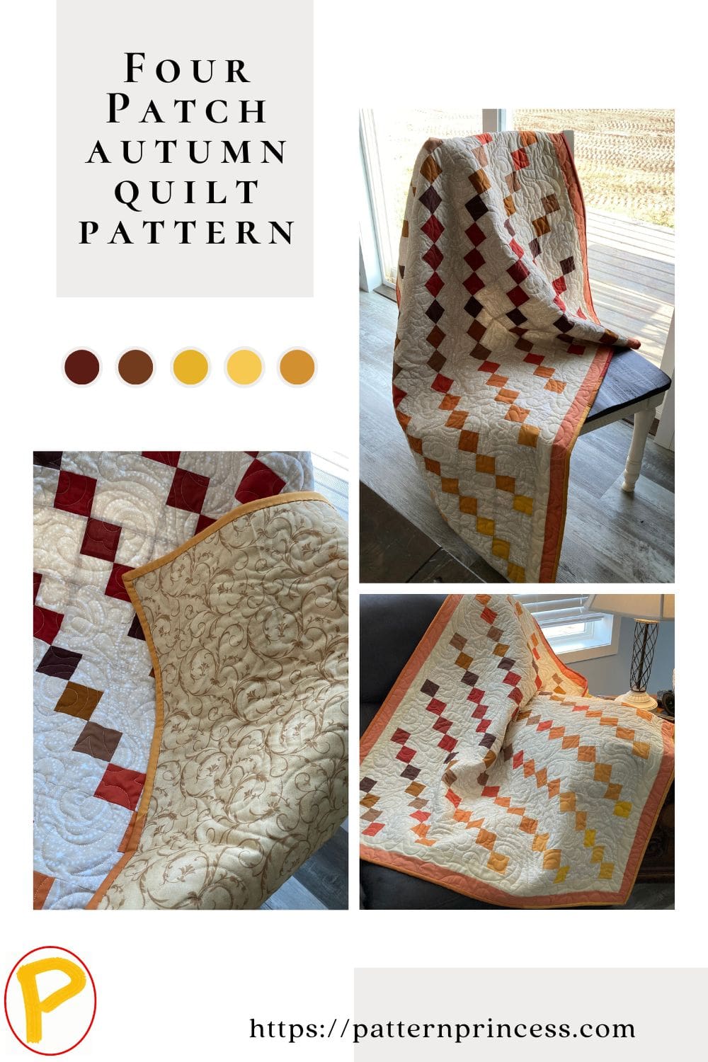 Four Patch autumn quilt pattern