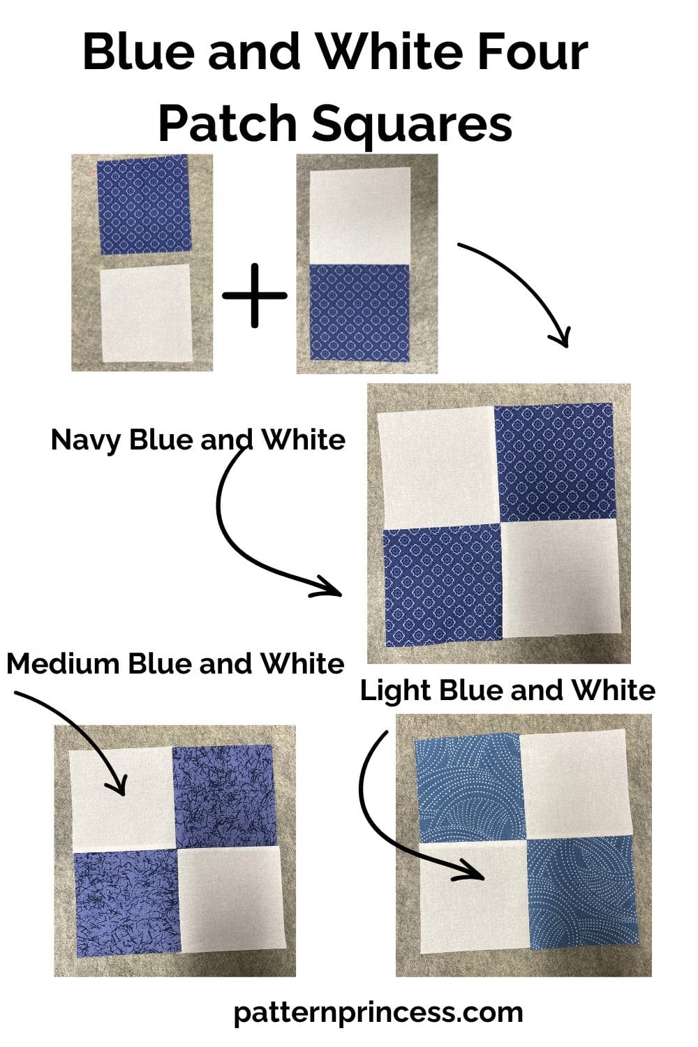 Blue and White Four Patch Squares