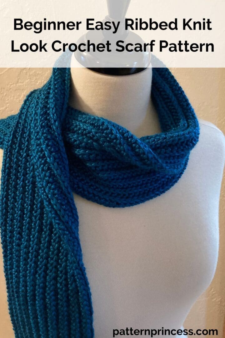 Beginner Easy Ribbed Knit Look Crochet Scarf Pattern - Pattern Princess
