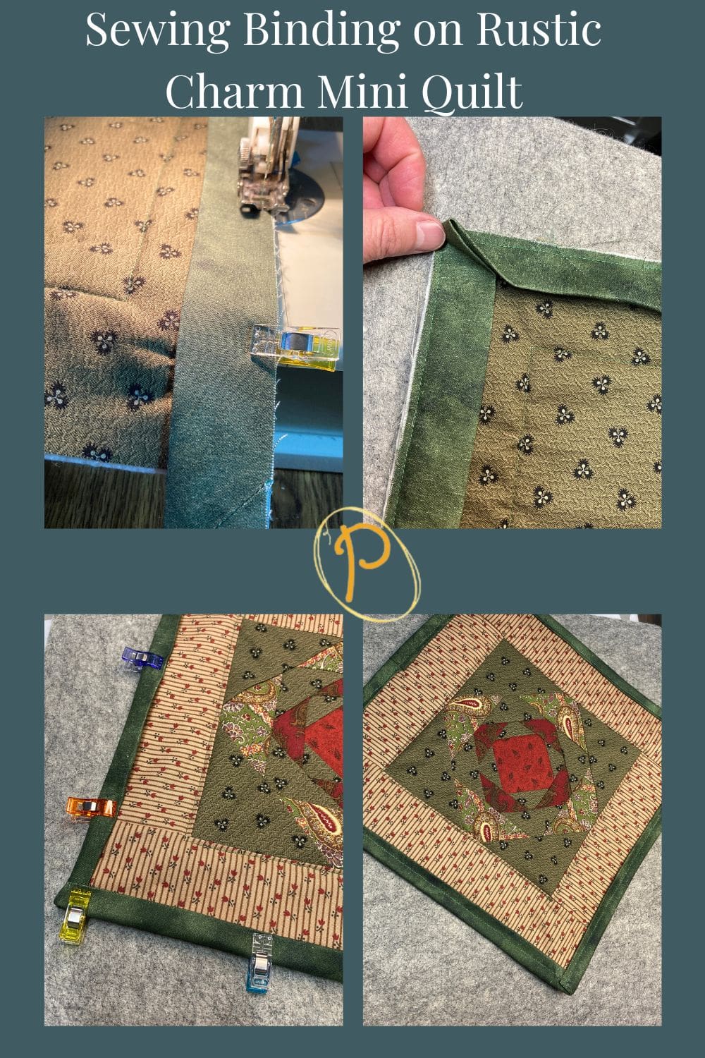 Sewing Binding on Rustic Charm Mini Quilt