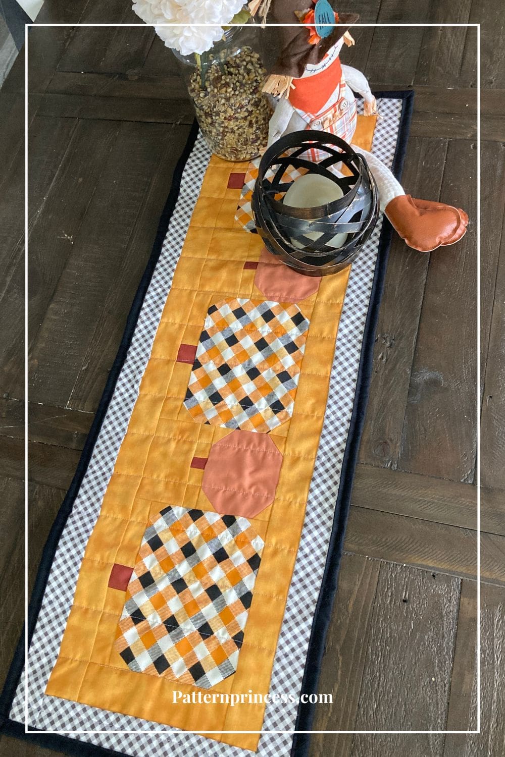 Gingham Pumpkin Table Runner Displayed