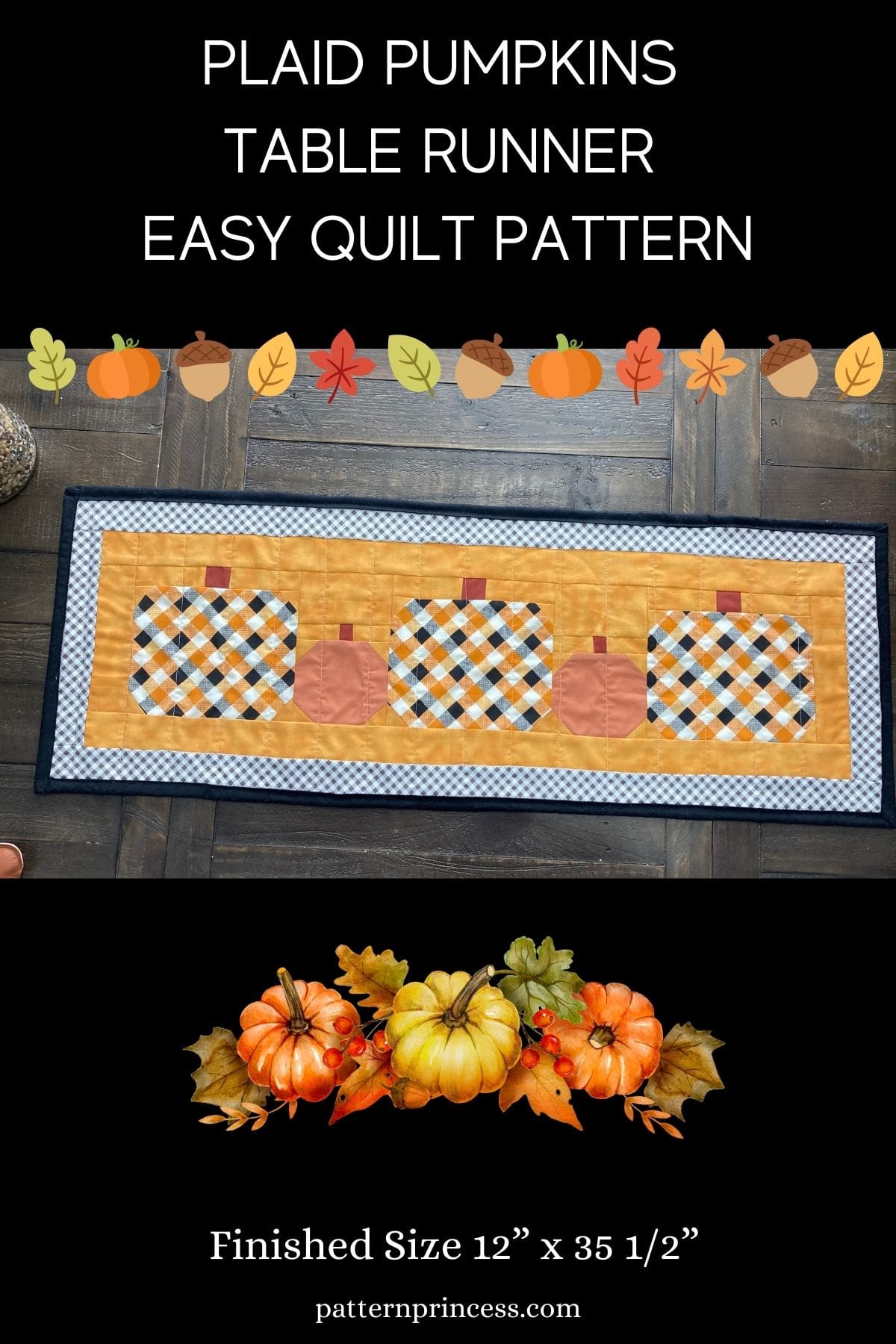 Plaid Pumpkins Table Runner Easy Quilt pattern