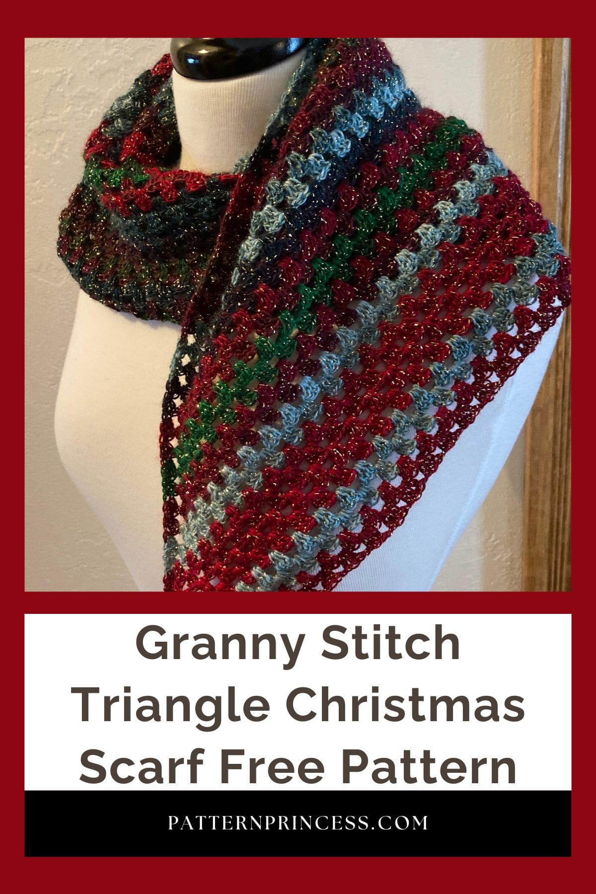 Granny Stitch Triangle Christmas Scarf Free Pattern