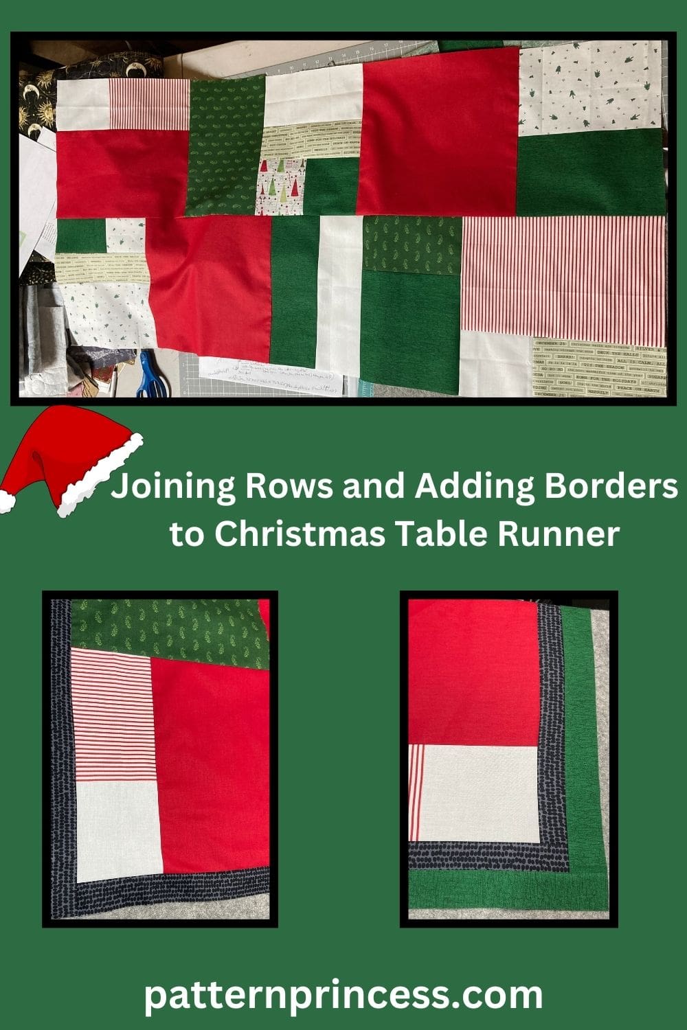 Joining Rows and Adding Borders to Christmas Table Runner