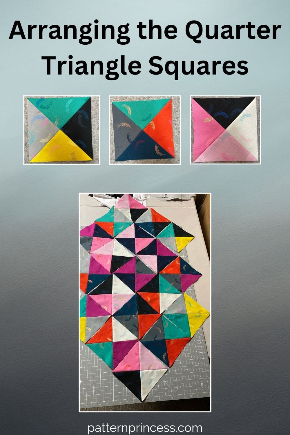 Arranging the Quarter Triangle Squares