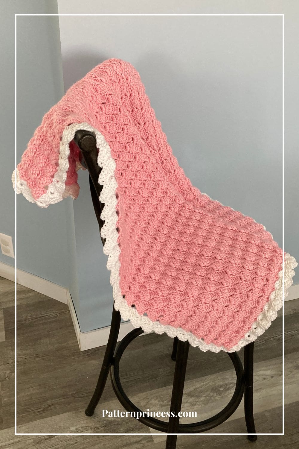 Pink and White Crochet Blanket