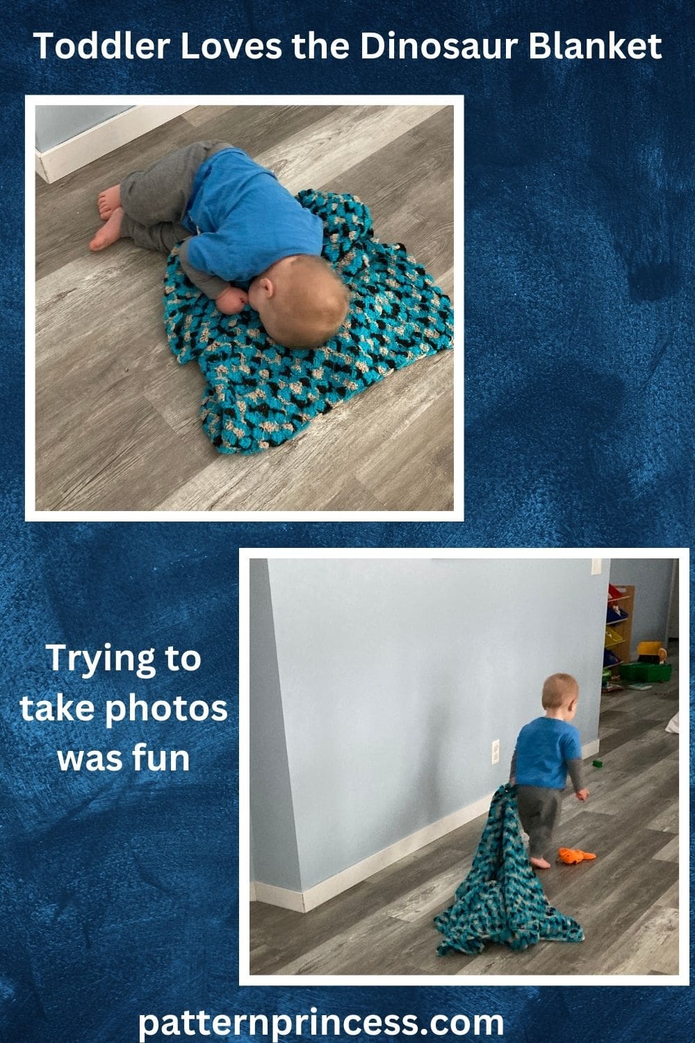 Toddler Loves the Dinosaur Blanket