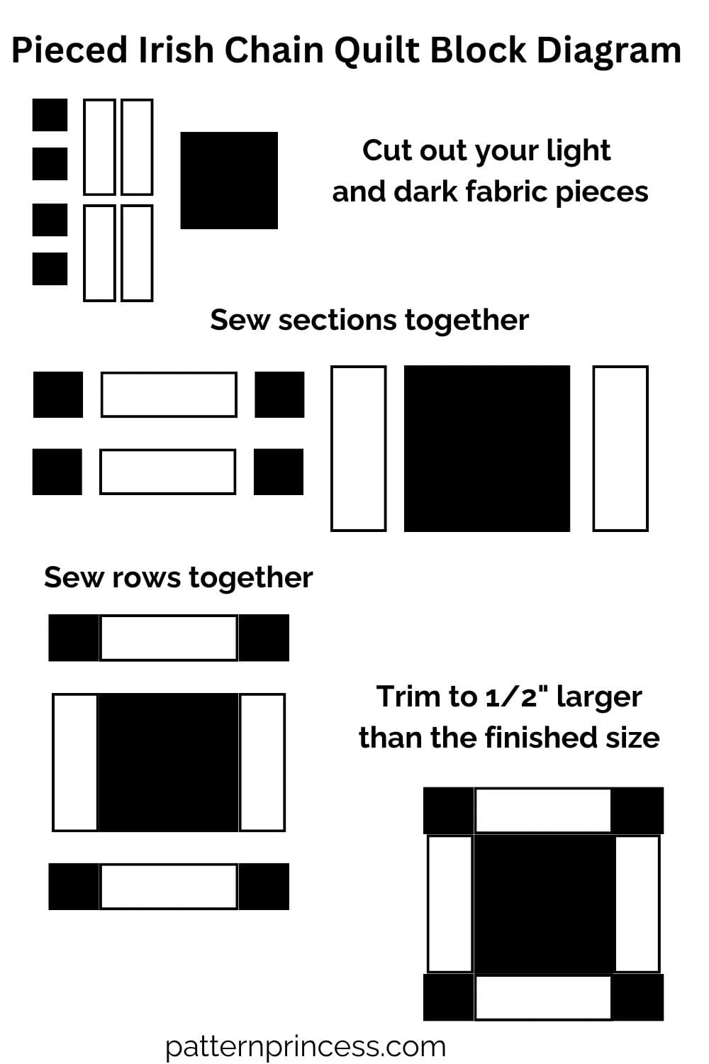 Pieced Irish Chain Quilt Block Diagram