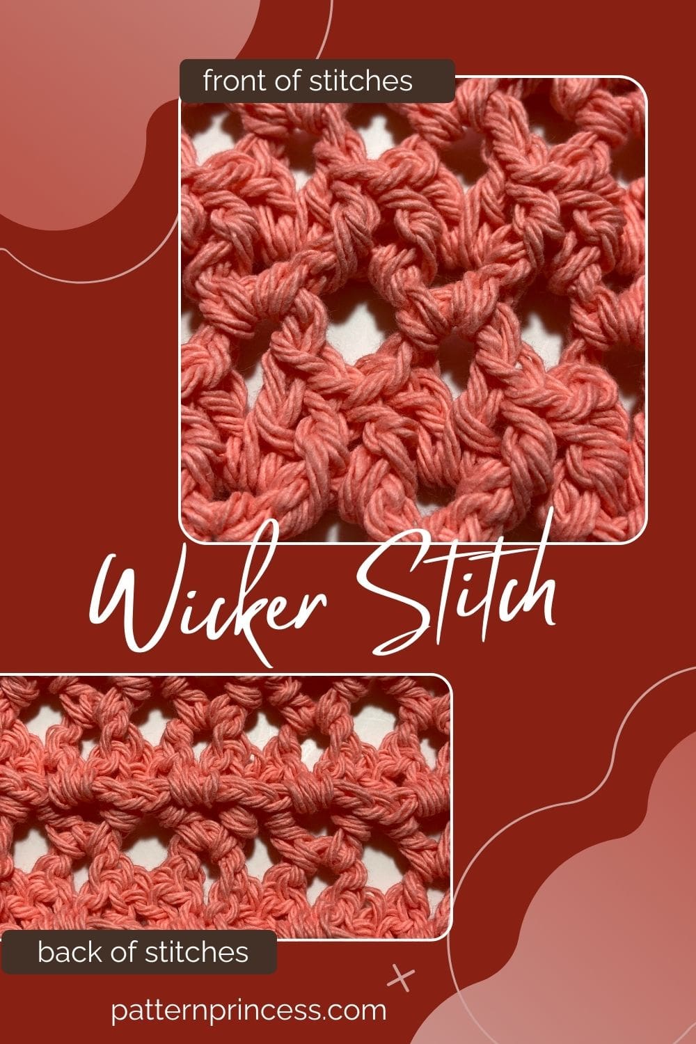 front and back of wicker stitch