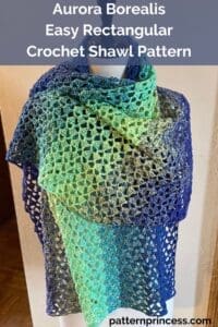 Aurora Borealis Easy Rectangular Crochet Shawl Pattern