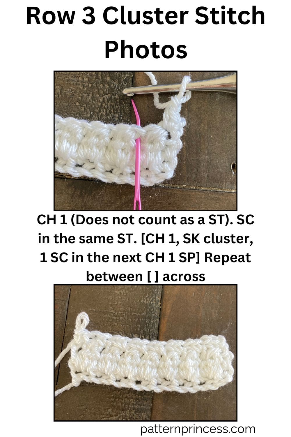 Row 3 Cluster Stitch Photos