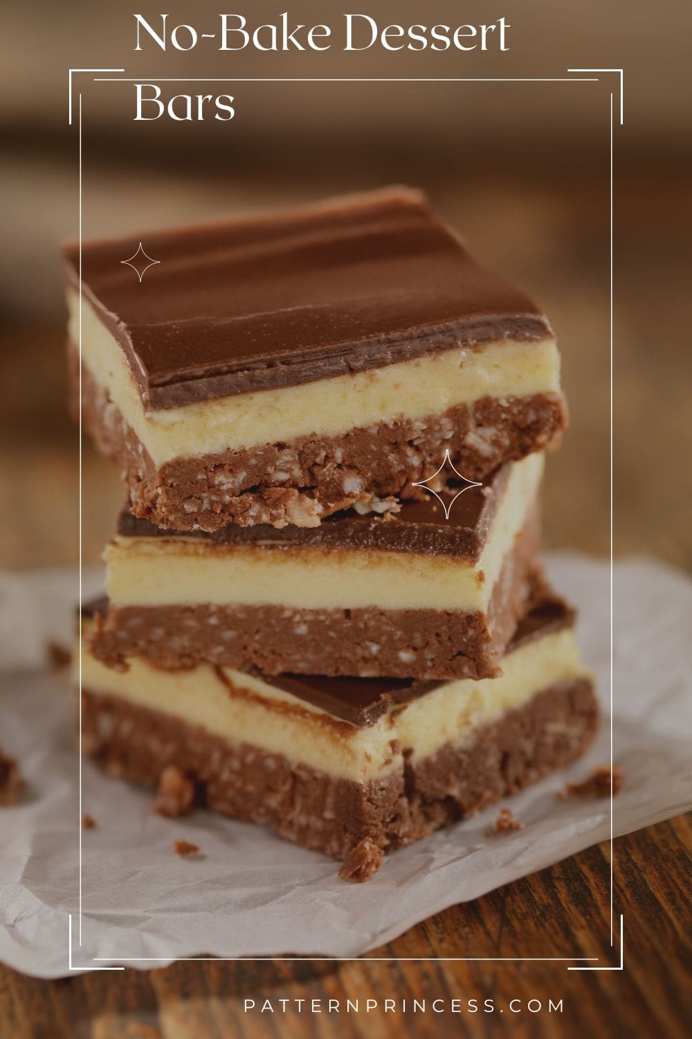 No-Bake Dessert Bars Stacked