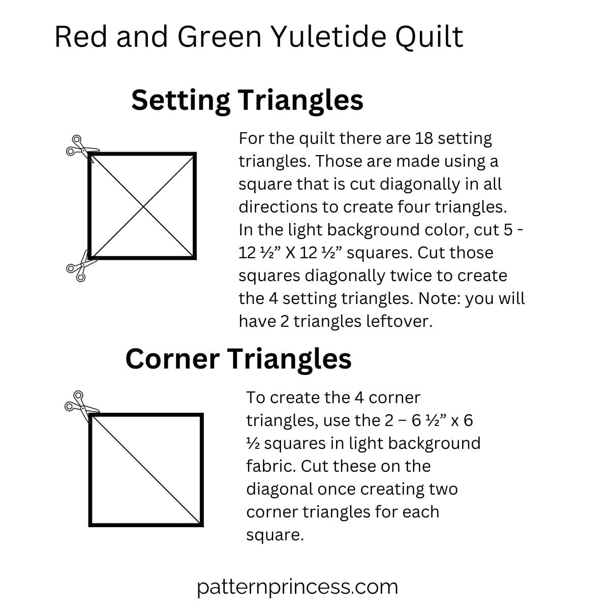 Setting Triangles and Corner Triangles Red and Green Yuletide Quilt