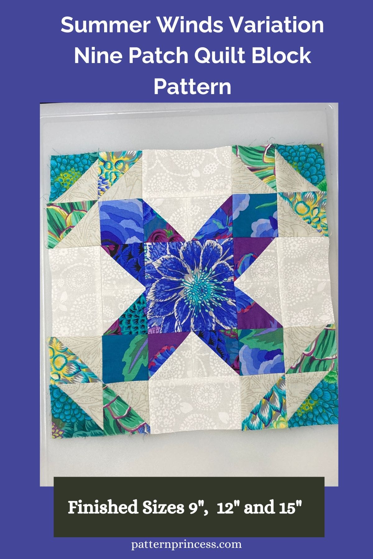 Summer Winds Variation Nine Patch Quilt Block Pattern