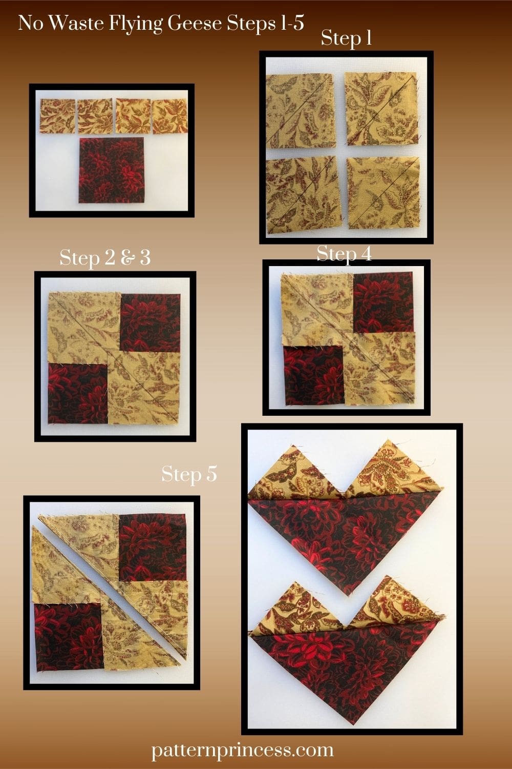 Easy No Waste Flying Geese Quilt Block Tutorial Pattern Princess