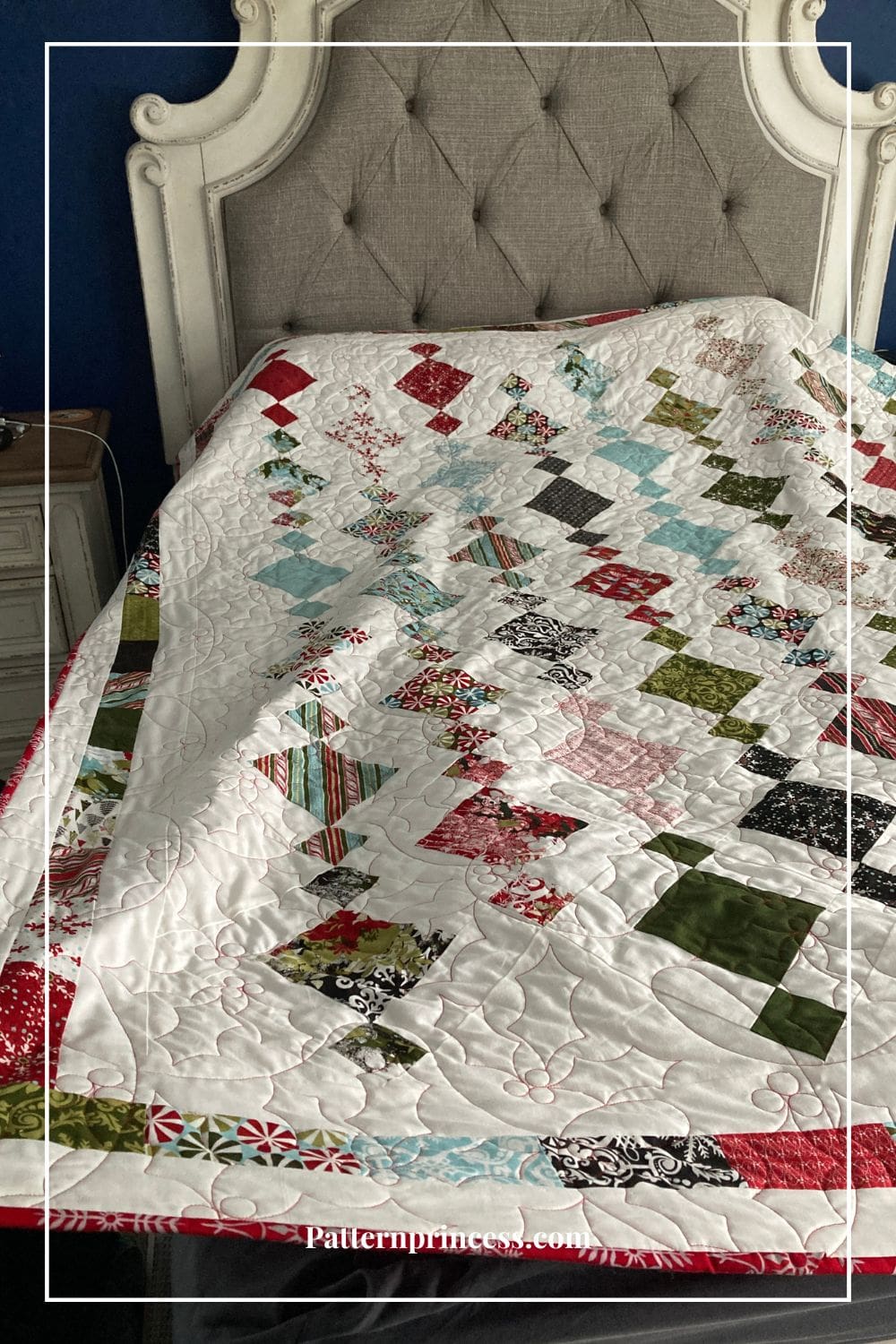 Easy Cascading Diamonds Quilt on Bed