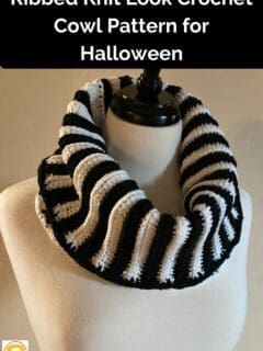 Ribbed Knit Look Crochet Cowl Pattern for Halloween