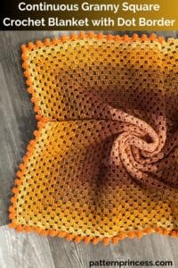 Continuous Granny Square Crochet Blanket with Dot Border